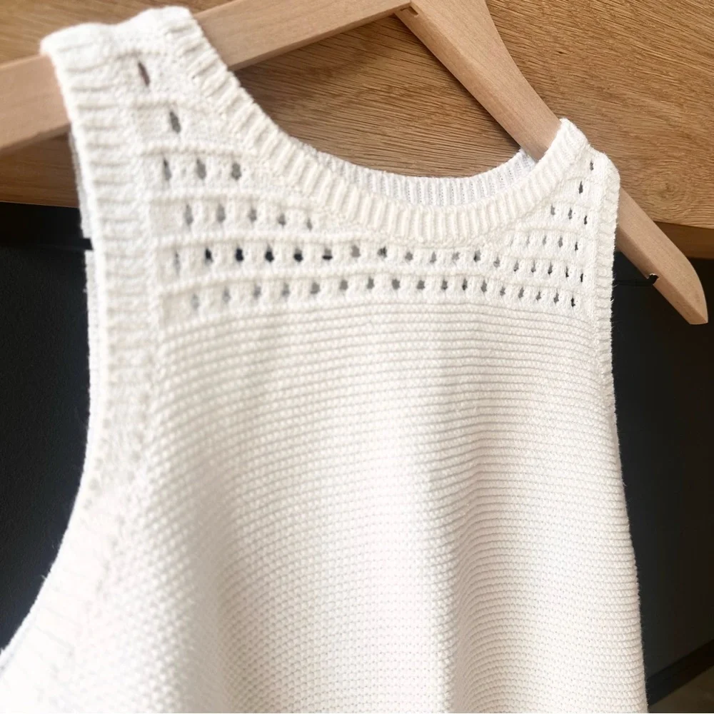 Abercrombie kids white crochet knit tank top 13/14 - Picture 3 of 7